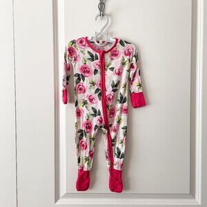 Little Sleepies 3-6M Roses Bamboo zip up convertible sleeper